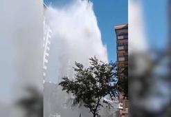 Şanlıurfa'da boru patladı, su metrelerce yükseğe fışkırdı
