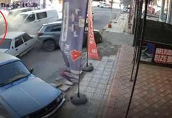 Malatya'da kamyonun 15 araca çarptığı kaza kamerada