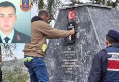 Şehit adına yaptırılan çeşmedeki Türk bayrağı ve şehidin fotoğrafı tahrip edildi