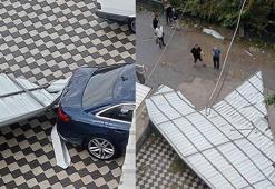 Hatay'da fırtına; 2 binanın çatısı uçtu, araçlar zarar gördü