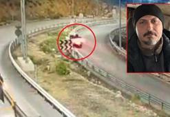 Bariyerlere çarpan kamyonetin sürücüsü öldü; kaza kamerada