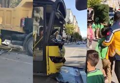 Belediye otobüsü, kamyona yandan çarptı; 22 öğrenci yaralandı