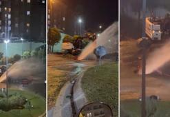 Kağıthane’de İSKİ çalışması sırasında ana isale borusu patladı