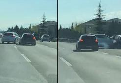 İçerisinde bebek olan aracı sıkıştırıp, makas attı; otomobil ile araçlara çarptı