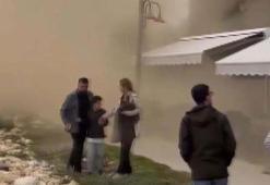 Silivri'de çay bahçesine kaya parçaları düştü