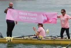 Meme kanserine farkındalık için kürek çektiler