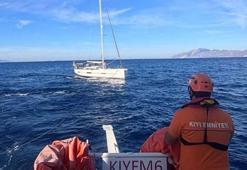 Muğla açıklarında sürüklenen yelkenli tekne kurtarıldı
