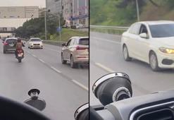 Maltepe D-100 Karayolu'nda geri geri giden otomobil kamerada