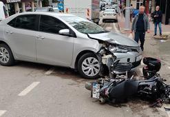 Otomobil ile motosiklet çarpıştı; 1 yaralı