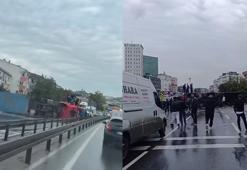 Büyükçekmece D-100 Karayolu'nda devrilen TIR kaldırıldı