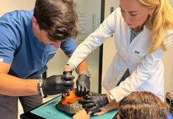 Kabuğu kırılan kaplumbağaya protez takıldı