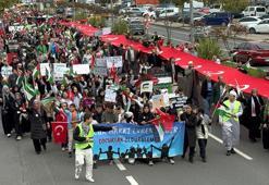 Gazze için yürüyüp, gökyüzüne balon bıraktılar