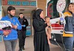 Bahçede yakılan ateşin üzerine düşen bebek yaralandı