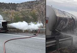 Karbondioksit taşıyan tankerde çıkan yangın söndürüldü