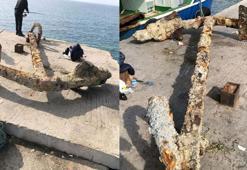 Çanakkale’de balıkçıların ağına 3 tonluk çapa takıldı