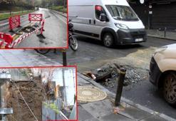 Şişli'de yolda çökme meydana geldi, Beşiktaş'ta toprak kaydı