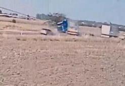 Ceyhan'da TIR ile otomobilin çarpıştığı kaza kamerada