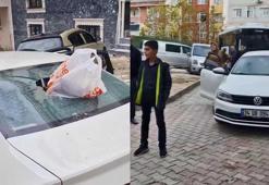 Gaziosmanpaşa'da apartmandan atılan çöp düğün konvoyundaki aracın camını patlattı