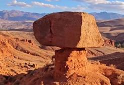 Kars'ta Arizona kanyonlarındaki kaya oluşumlarını andıran 'kızıl kayalar' dronla görüntülendi