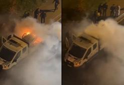 Kartal'da seyyar satıcı zabıta aracını ateşe verdi