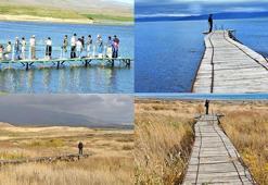 Van Gölü'ndeki çekilme fotoğraflarda