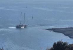 Bodrum'da 41 metre uzunluğundaki yelkenli karaya oturdu