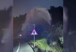 Bodrum’da ana isale hattı patladı, tonlarca su caddeye aktı