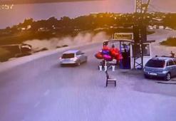 Otomobilin virajda takla attığı kaza kamerada