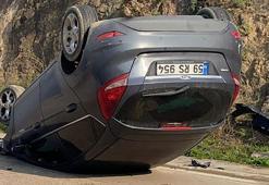 Kontrolden çıkan otomobil, ters döndü: 2 yaralı