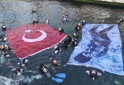 Dolmabahçe'de Ata'ya saygı dalışı