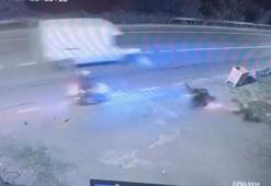 Beykoz'da motosikletin takla attığı an kamerada