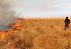 Nehil Sazlığı'ndaki yangına helikopterle müdahale