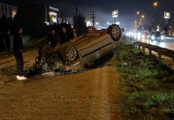 Kontrolden çıkan otomobil, ters döndü: 2 yaralı