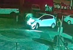 Beylikdüzü'nde hızla ilerleyen motosiklet sürücüsü otomobile çarpıp yere savruldu