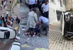 Kağıthane’de çocuklarını okula götürürken kaza yaptı; sokak savaş alanına döndü: 2’si çocuk 4 yaralı