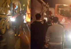 Silivri TEM Otoyolu'nda zincirleme kaza; yaralı şoförü itfaiye kurtardı