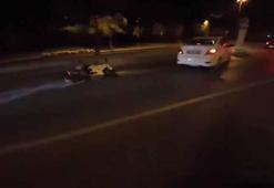 Maltepe'de hatalı şerit değiştiren otomobile motosiklet çarptı; kaza kamerada
