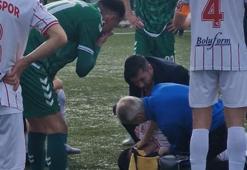 Amatör maçta futbolcu bilincini kaybetti
