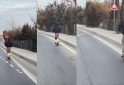 Sultangazi'de elektrikli skuter ile tehlikeli yolculuk kamerada
