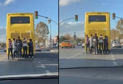 Maltepe'de patenle tehlikeli yolculuk kamerada