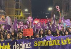 Taksim'de kadına şiddete karşı yürüyüş düzenlendi