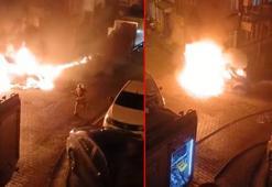 Kağıthane’de teyzesinden ödünç aldığı otomobil park edildikten 1 saat sonra alev topuna döndü