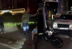 Beşiktaş’ta 'dur' ihtarına uymayan ehliyetsiz motosiklet sürücüsü polis aracına çarptı