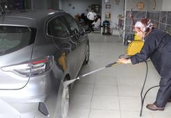 Erzurum'da oto yıkamaya 'kadın eli' değdi