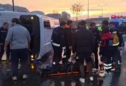 Maltepe D-100'de servis minibüsü devrildi: 1'i ağır 11 yaralı