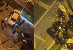 Beylikdüzü'nde trafik kazası sonrası tarafların kavga ettiği anlar kamerada