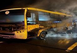 Zonguldak’ta seyir halindeki halk otobüsü yandı