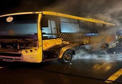 Zonguldak’ta seyir halindeki halk otobüsü yandı