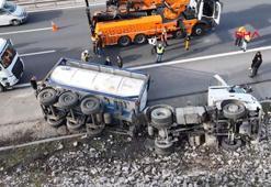Esenyurt TEM Otoyolu'nda tanker devrildi