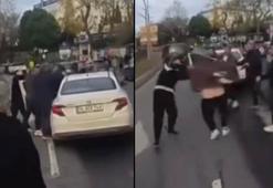 Sarıyer'de trafikte sürücülerin yol verme kavgası kamerada